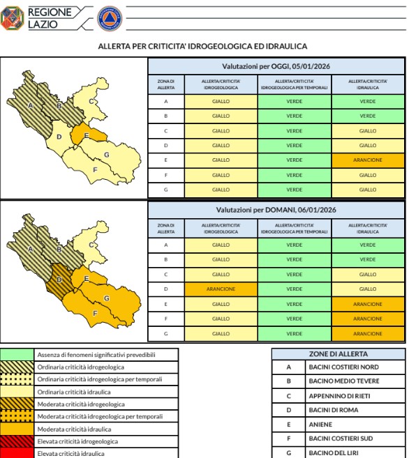 L'allerta della Regione Lazio