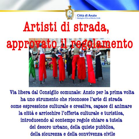 La card social per il regolamento arte di strada