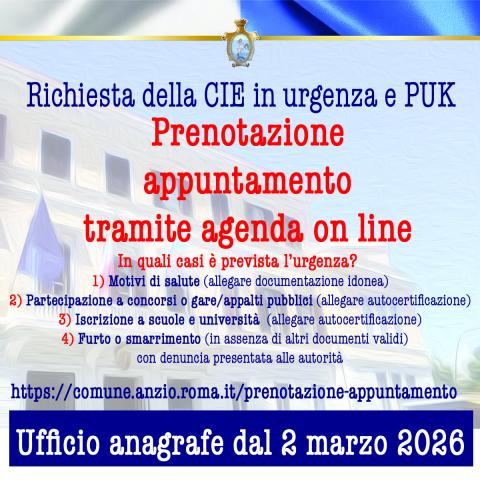 Dal 2 marzo per le urgenze appuntamenti online