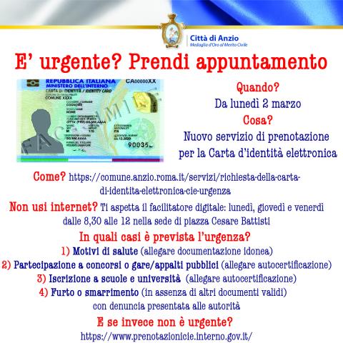 Dal 2 marzo per le urgenze appuntamenti online
