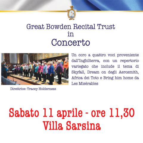 Concerto del coro inglese Great Bowden Recital Trust