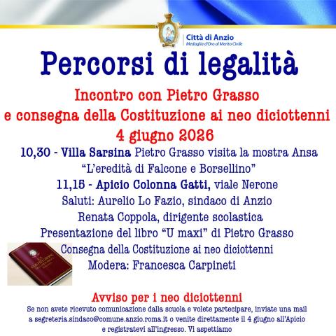 La card dell'evento di giovedì 4 giugno