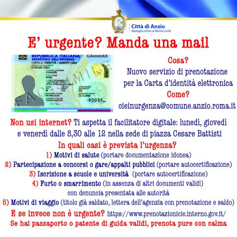 La card che spiega le modalità per l'urgenza