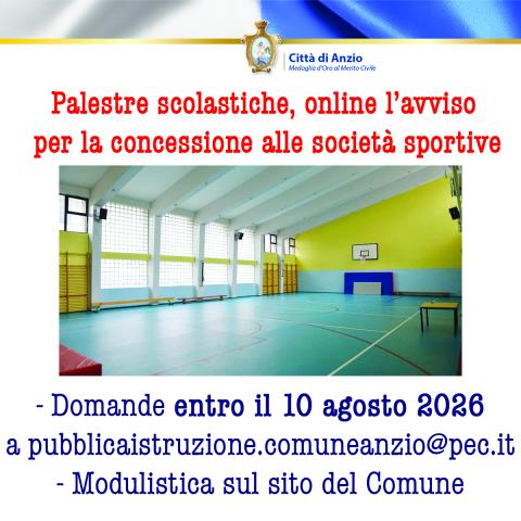 L'avviso per le palestre