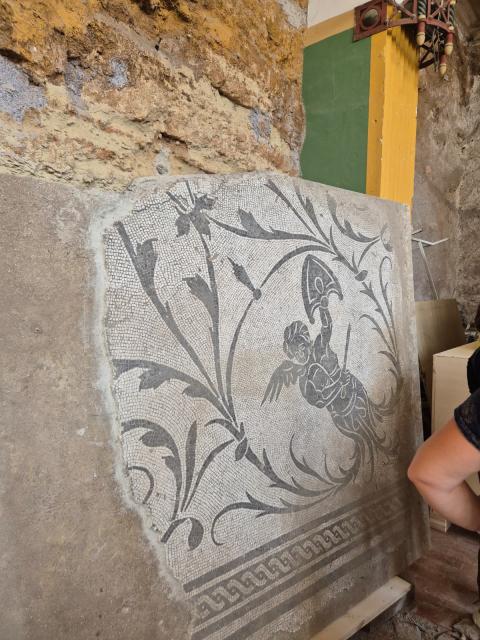 Il sopralluogo e i primi lavori al Salone Pompeiano