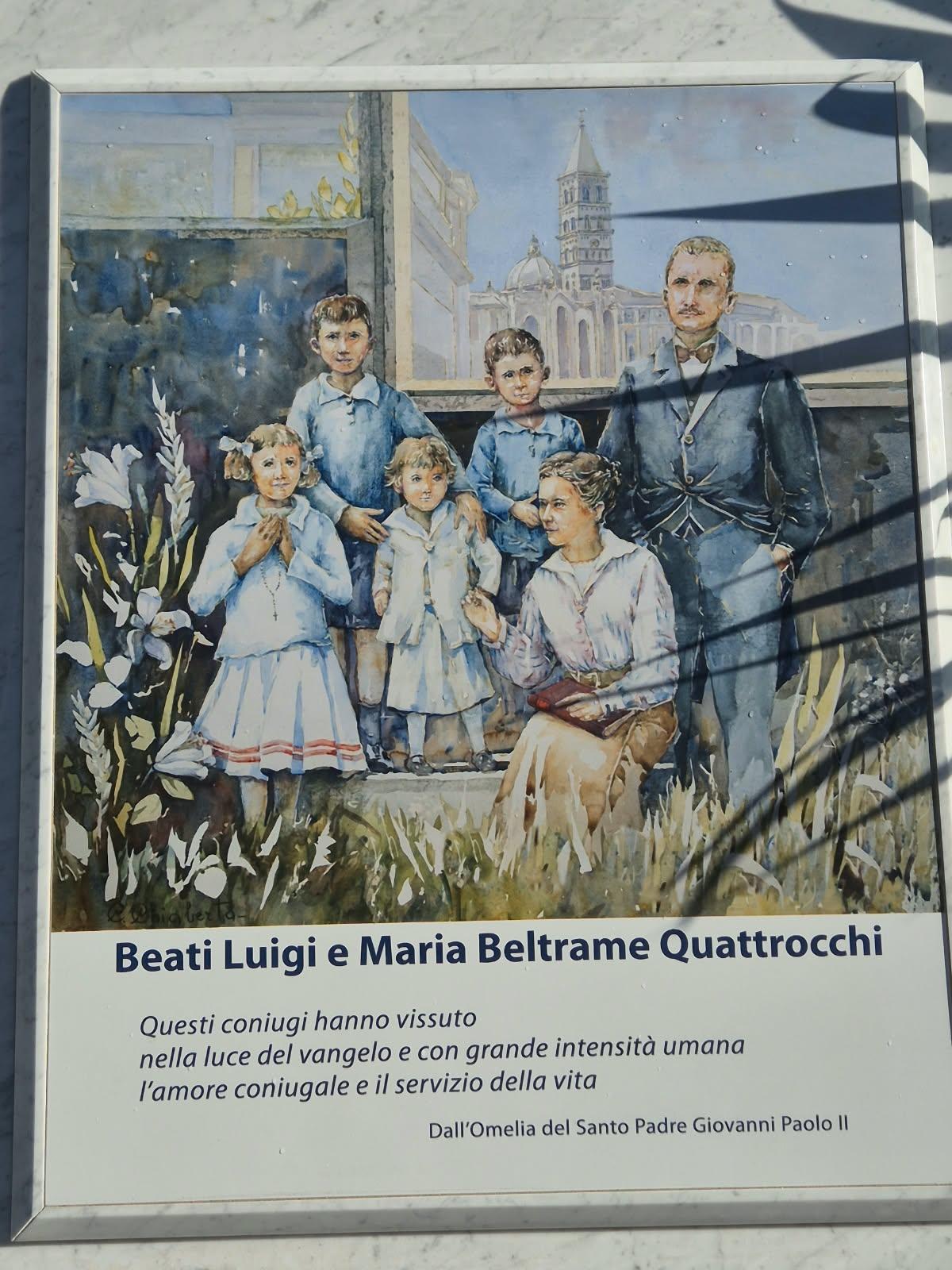 Il cippo dedicato ai Beati coniugi Beltrame Quattrocchi